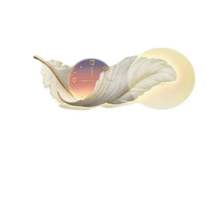 Creative Feather Clock with LED Light - Wall Clocks