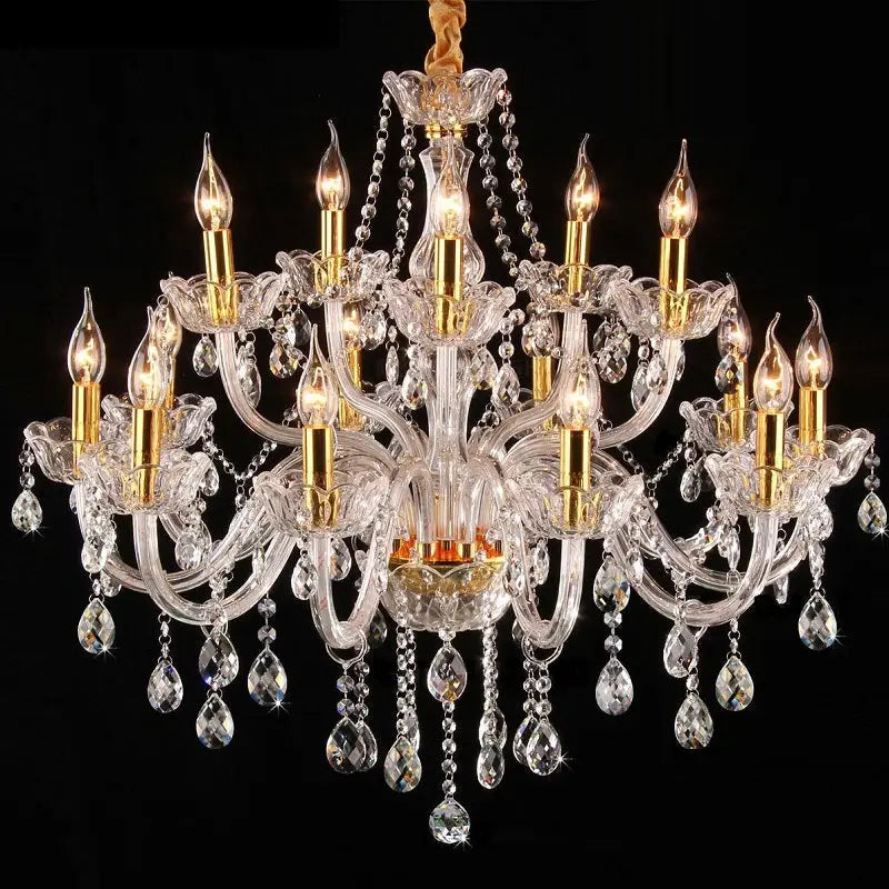 Crystal K9 Modern Chandelier Lamp - 6 Arm Lights / Transparent Gold / without Bulbs - Chandelier