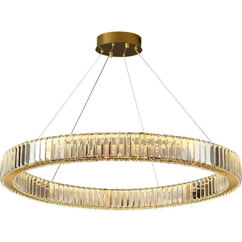 Crystal Ring Large Chandelier Pendant Lamp - D100 39.37inch / Cold White / Gold body - Chandelier