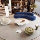 Curved Armless Vacuum Compressed Sectional Sofa - Blue - Compressed Sofa