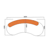 Curved Armless Vacuum Compressed Sectional Sofa - Blue - Compressed Sofa