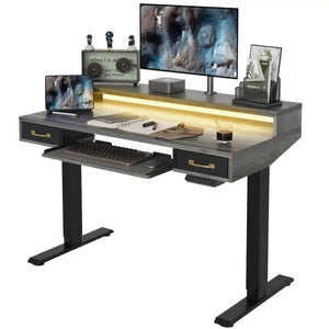 Brooklyn A led electric Standing Desk With Drawers - Slate Grey / 48’’ x 24’’ - Desk > Standing Desk