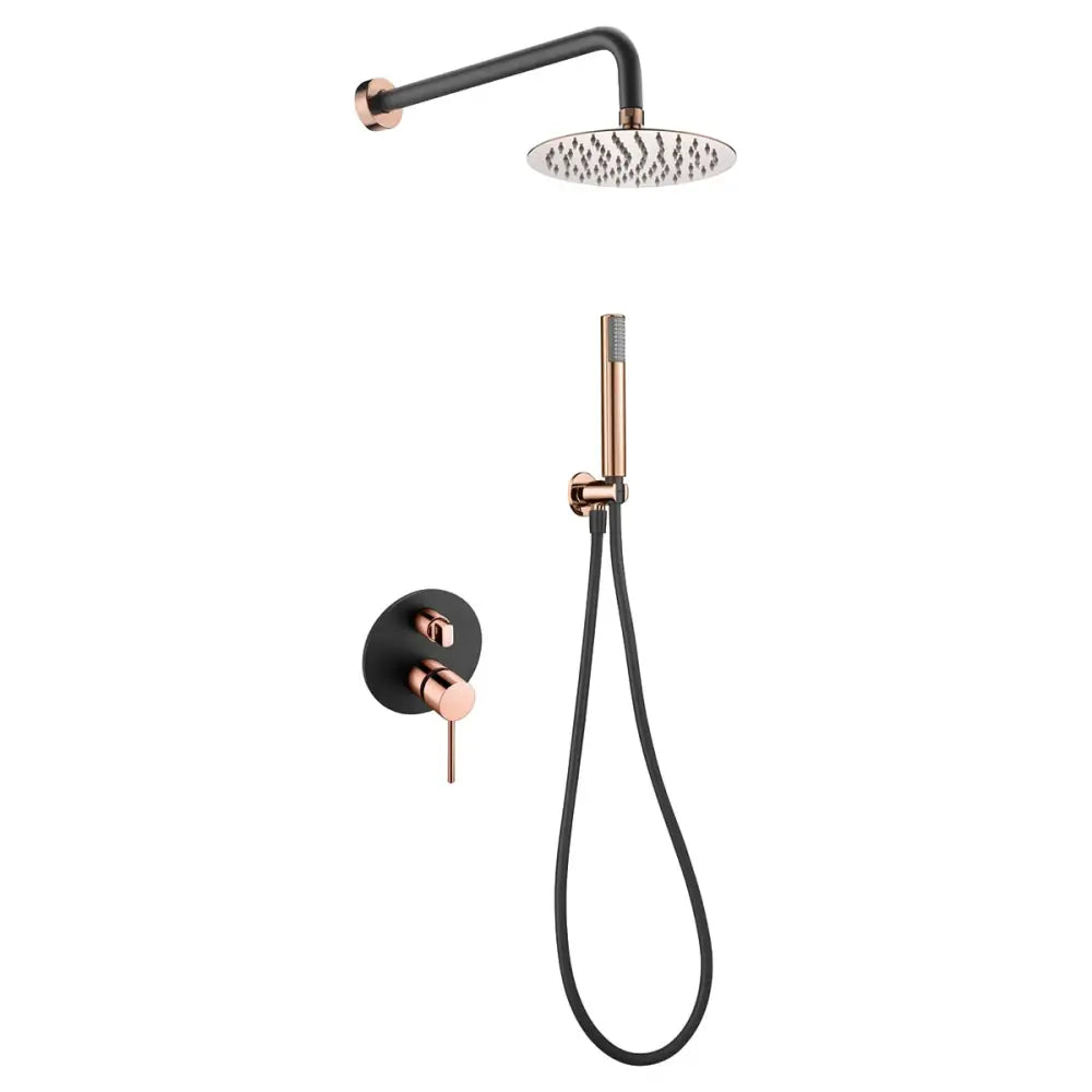 Black and rose gold single lever built-in shower set fixture