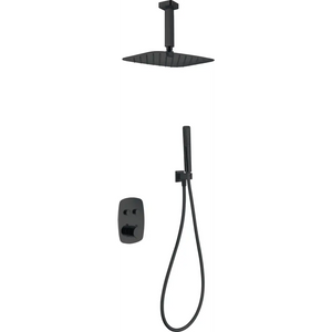 Matte Black Thermostatic Shower Set Built-In, main product view