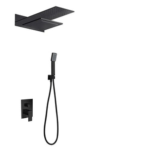 Matte Black Thermostatic Built-in Shower Set, main product view