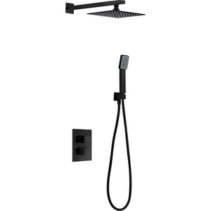 Matte Black Thermostatic Built-in Shower Set, main product view