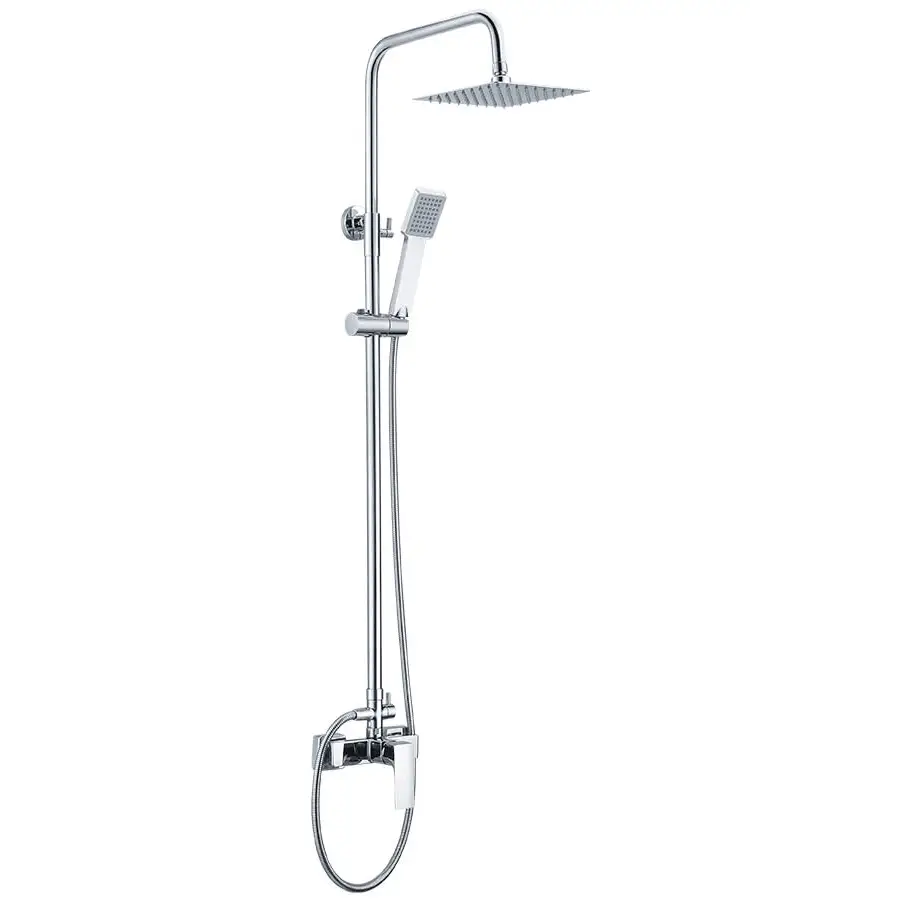 Chrome single handle shower set with modern minimalist design displayed