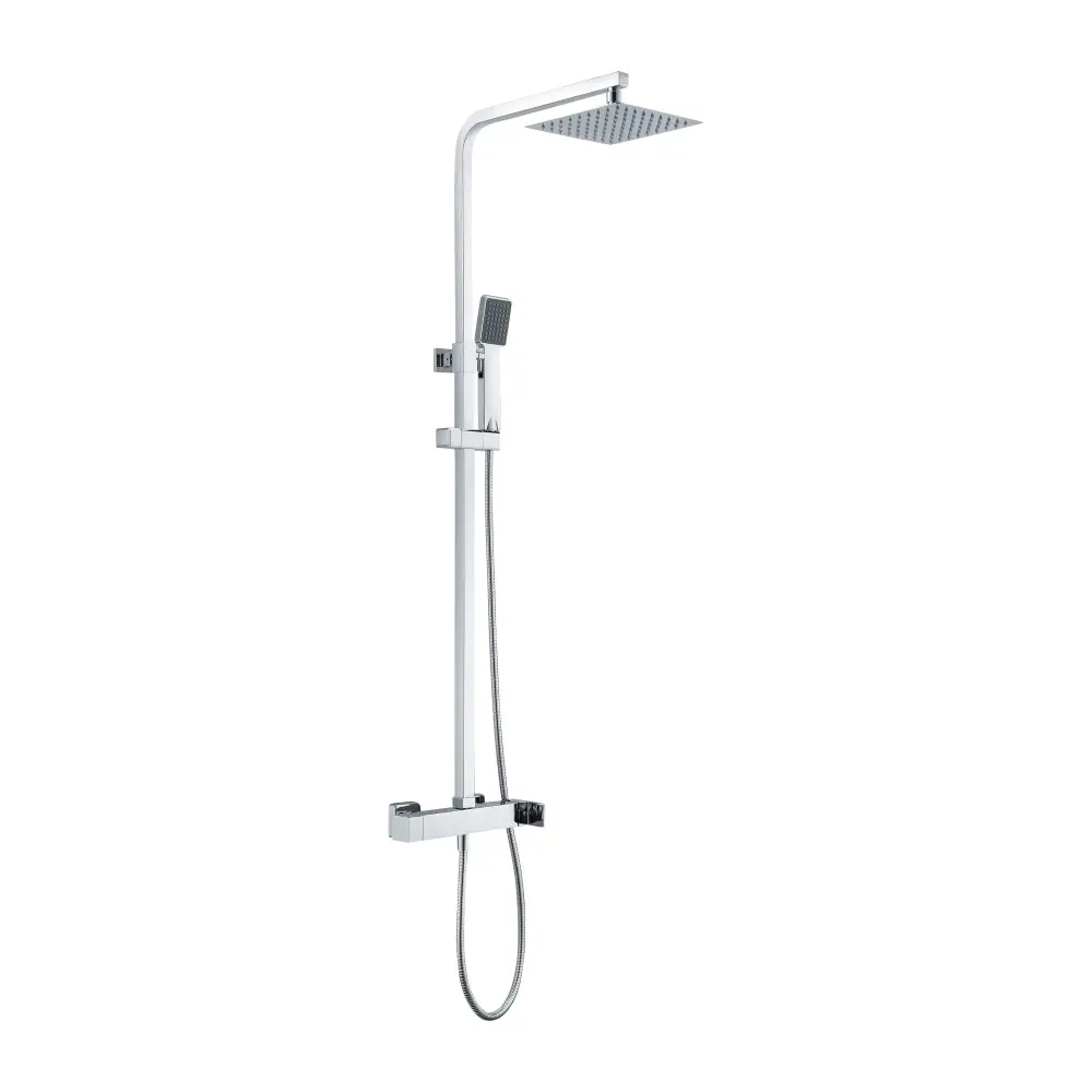 Chrome single handle shower set with modern design and sleek fixtures