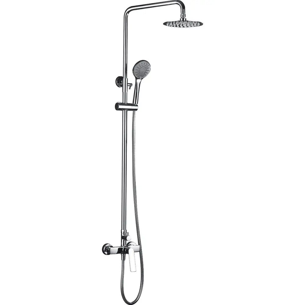 Chrome single handle shower set with modern minimalist design and polished finish