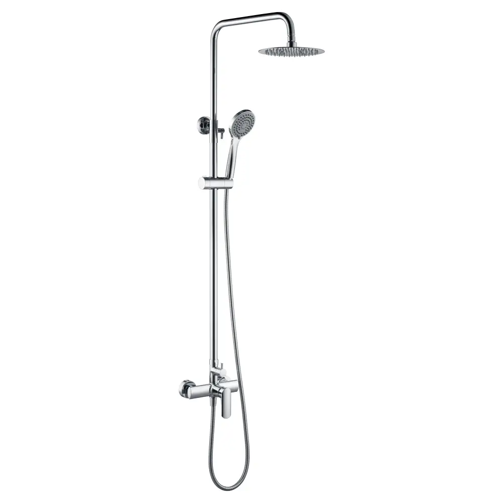 Ural chrome single handle shower set with monomando design on white background