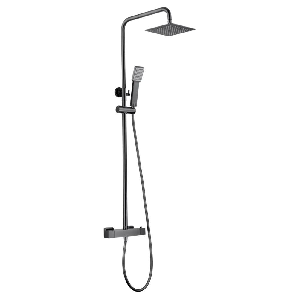 Art Black Gun Metal thermostatic shower set with modern design details