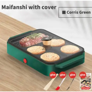 Non-Stick Electric Portable Pan Fast Heating - US / Green. With Lid - Pan Fast Heating