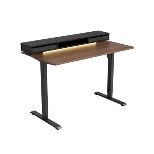 Electric Standing Desk with Double Drawer and Glass Top - Desk > Standing Desk