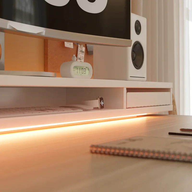 Electric Standing Desk with Double Drawer and Glass Top -