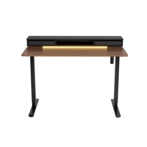 Electric Standing Desk with Double Drawer and Glass Top - Desk > Standing Desk