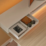 Electric Standing Desk with Double Drawer and Glass Top -