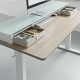 Electric Standing Desk with Double Drawer and Glass Top -