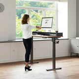 Electric Standing Desk with Double Drawer and Glass Top -