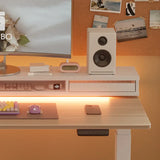 Electric Standing Desk with Double Drawer and Glass Top -