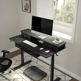 Electric Standing Desk with Drawer Made of Fabric Or Wood - Desk
