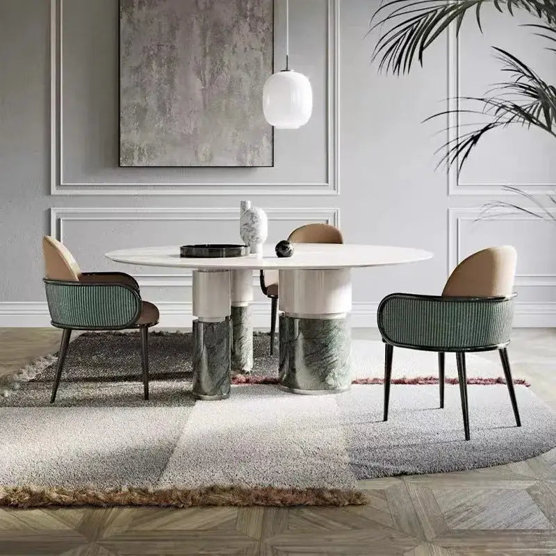 Natural Marble Dining Table with Rock Slab Chairs - view 6