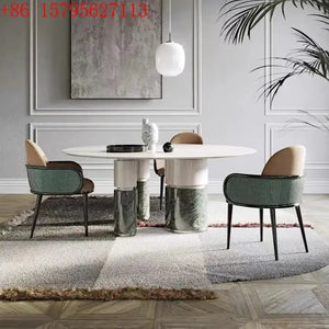 Natural Marble Dining Table with Rock Slab Chairs - view 2