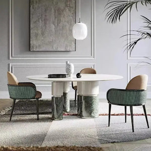 Natural Marble Dining Table with Rock Slab Chairs - view 3