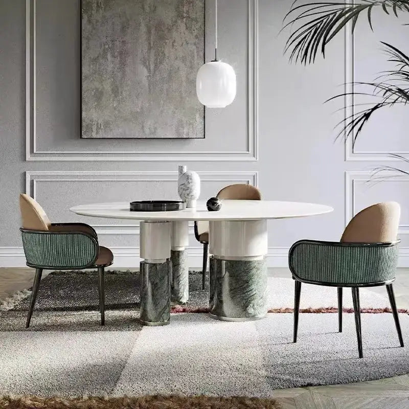 Natural Marble Dining Table with Rock Slab Chairs - view 3