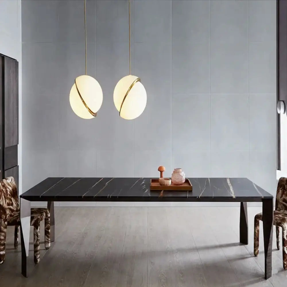 Black Marble Dining Table Set with Gold Accents - view 3