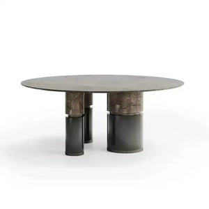 Natural marble dining table with matching rock slab chairs, luxury furniture