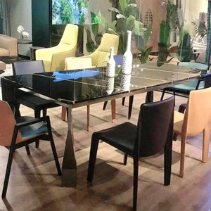 Black Marble Dining Table Set with Gold Accents