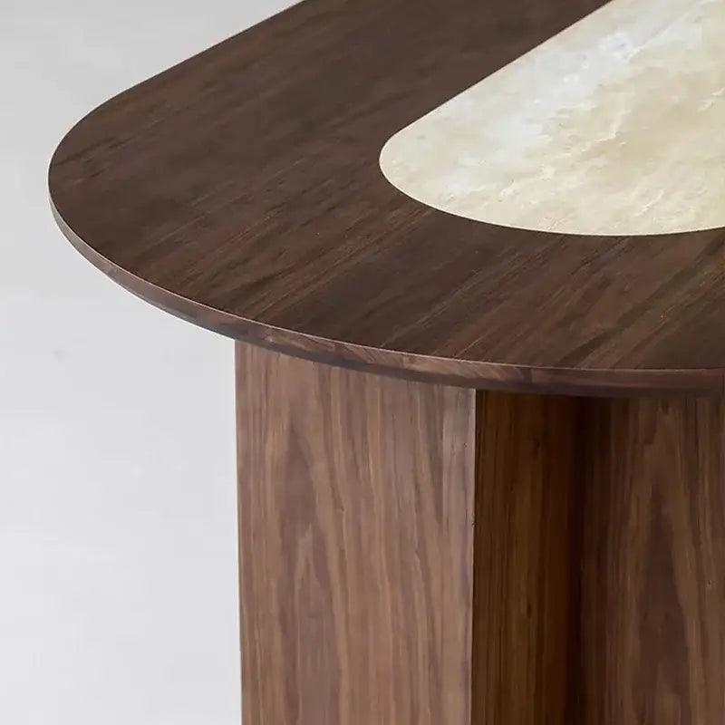 Walnut Marble Oval Dining Table Seats 4-8 - view 4
