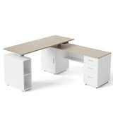 Executive Standing L-Shaped Desk with 3-Drawer File Cabinet