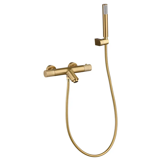 Faucet Bath/Shower Thermostatic Line Brushed Gold | IMEX - Shower Set