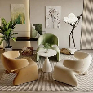 Beige flannel curved single leisure chair modern furniture upgrade
