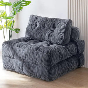 Fold Out Convertible Sleeper Chair Pillow Sofa Bed - Grey - Chair