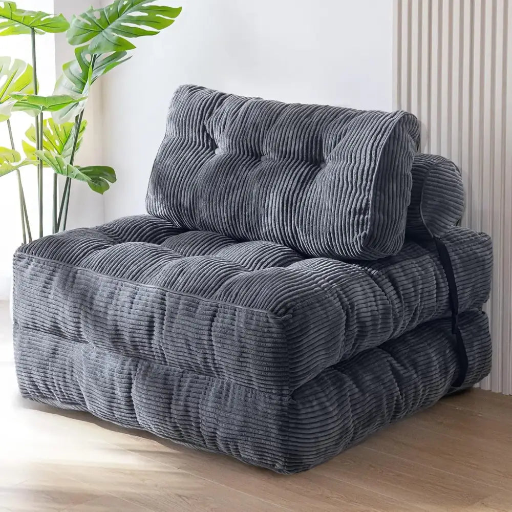 Fold Out Convertible Sleeper Chair Pillow Sofa Bed - Grey - Chair