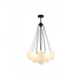 Frosted Glass Ball Chandelier Lamp - black D40cm small / Cold White - Hanging Light