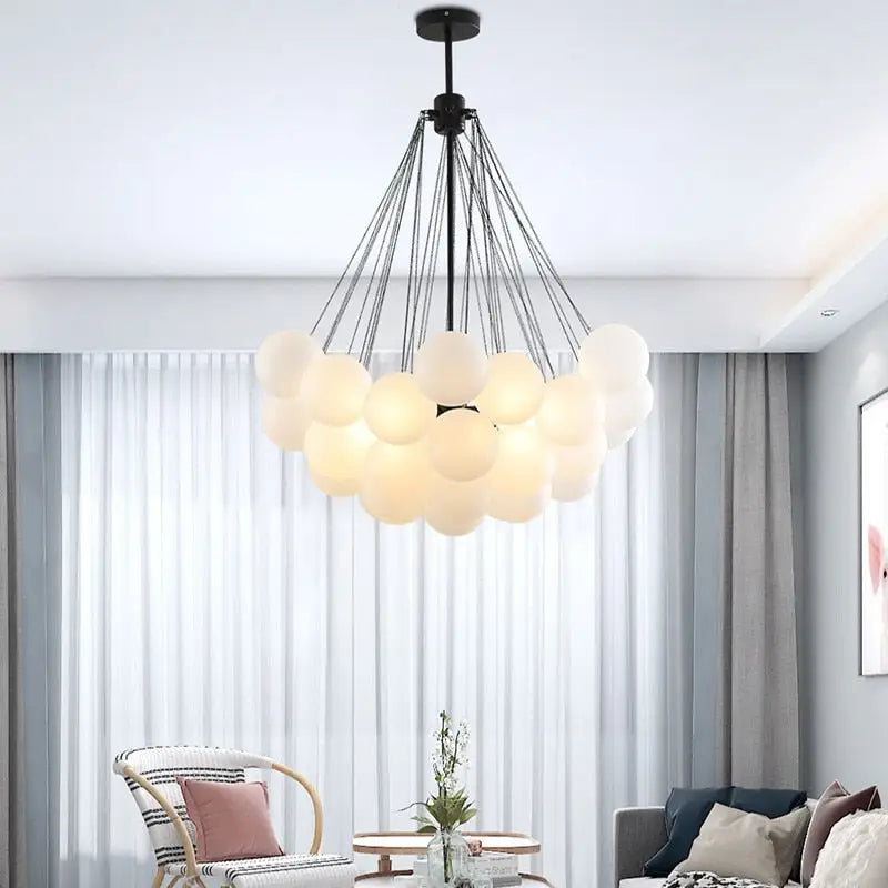 Frosted Glass Ball Chandelier Lamp - Hanging Light