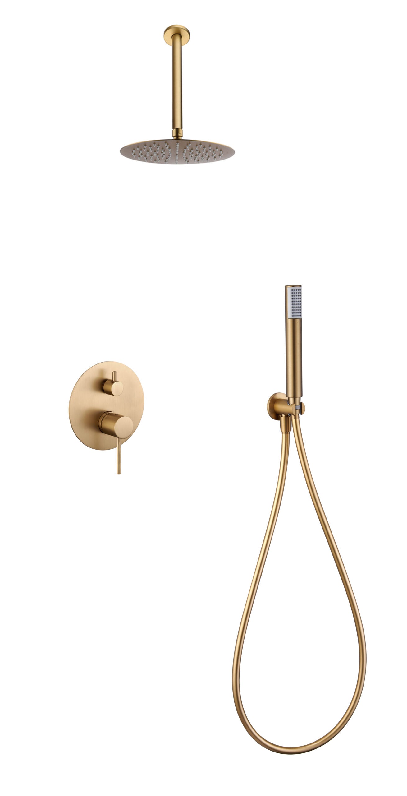 Brushed Gold Single-Lever Built-In Shower Set, view 2