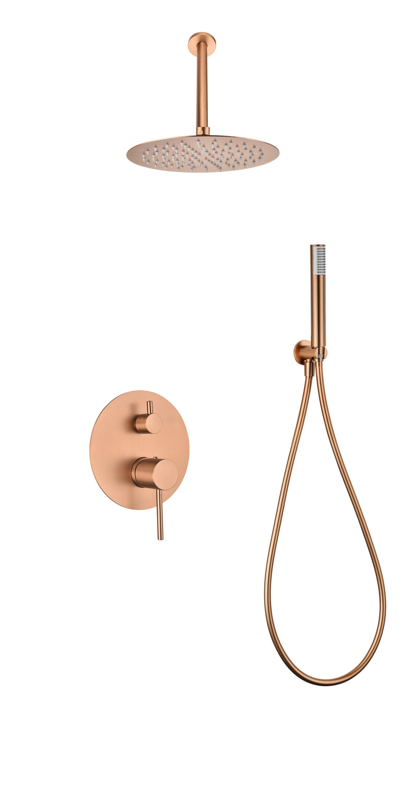 Brushed Rose Gold Built-in Shower Set Single Lever, view 2