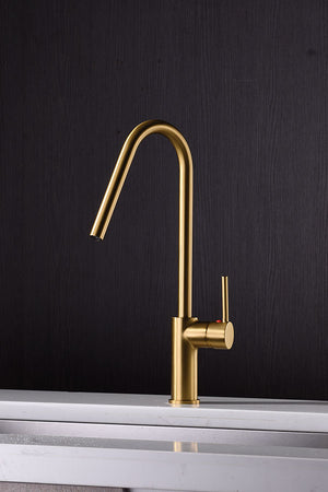 Kenya Brushed Gold Kitchen Faucet Contemporary Design, view 3