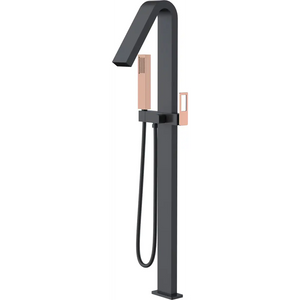 Black Rose Gold Freestanding Bathtub Faucet Modern Design, main product view
