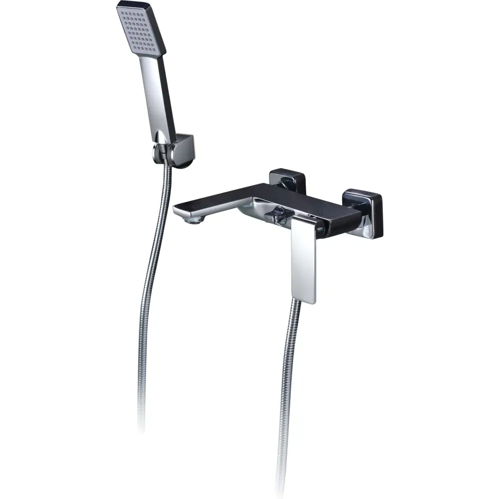 Chrome shower faucet set with modern minimalist design and sleek finish