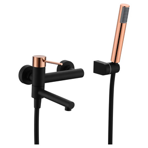 Milos Black Rose Gold Shower Faucet Set, main product view