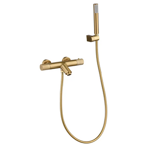 Brushed Gold Thermostatic Shower Faucet Modern Bathroom, main product view