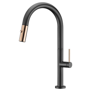 Black Rose Gold Kitchen Faucet Modern Design, main product view