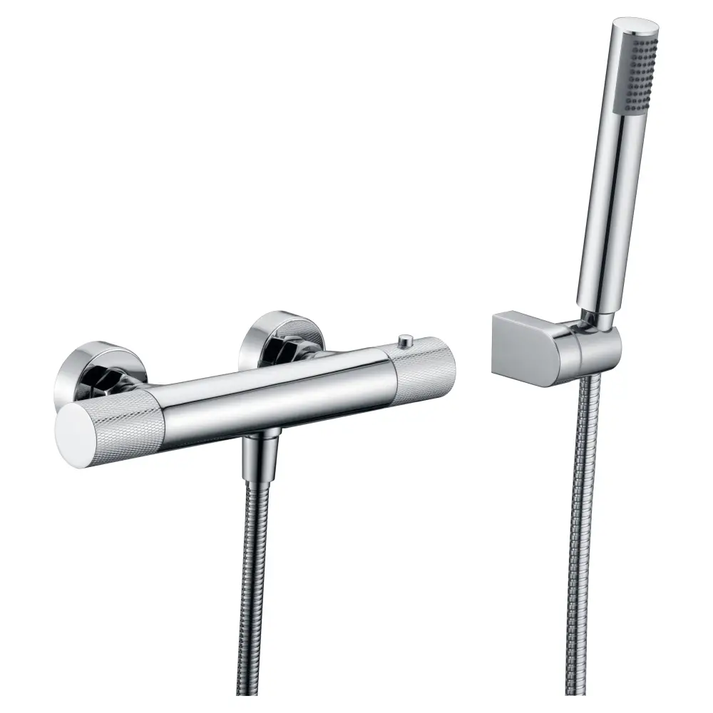 Chrome thermostatic shower faucet set with modern design and sleek finish