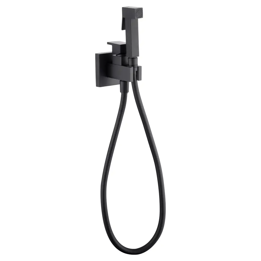 Matte black single lever bidet faucet with modern minimalist design