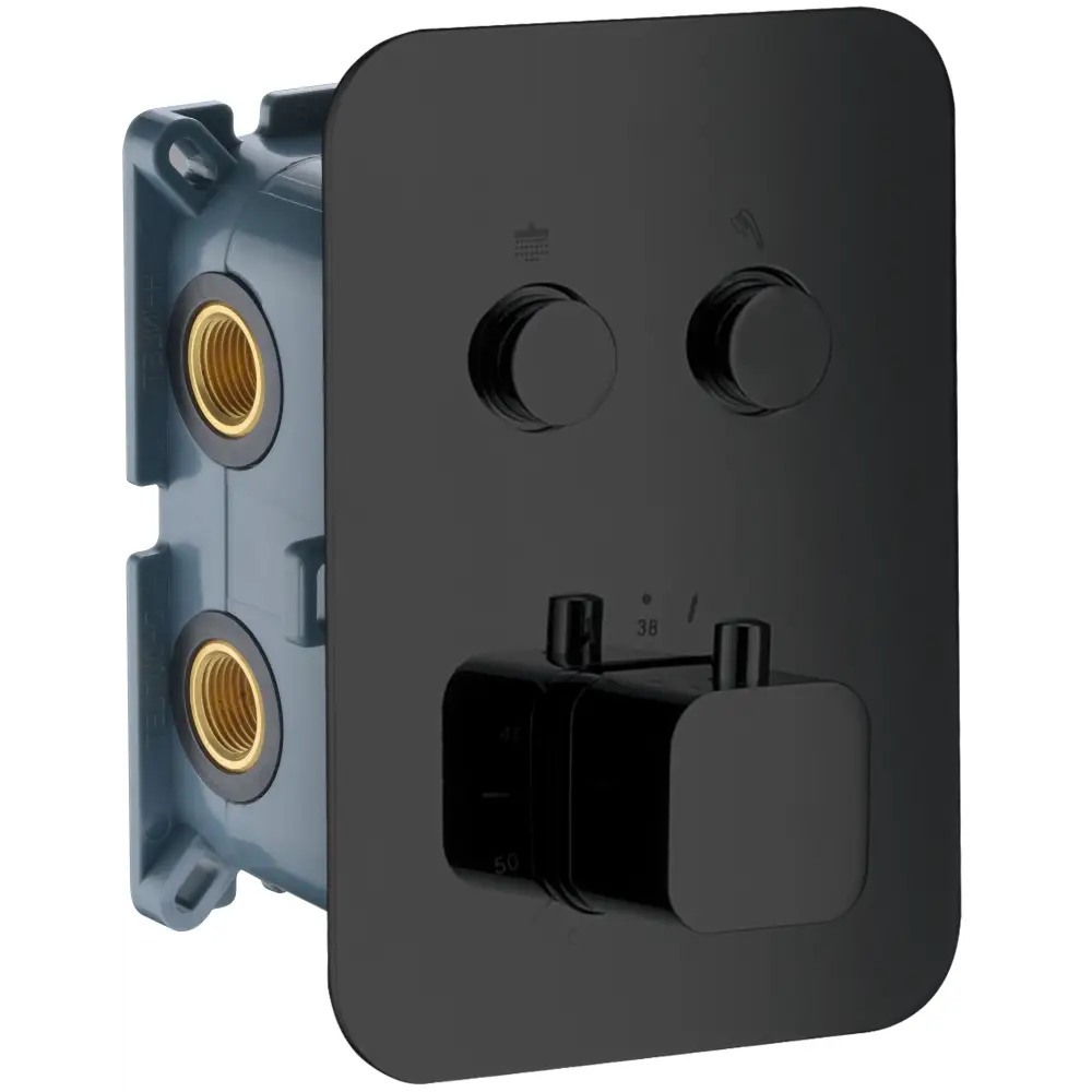 Matte black 2-way thermostatic built-in shower faucet with sleek modern design